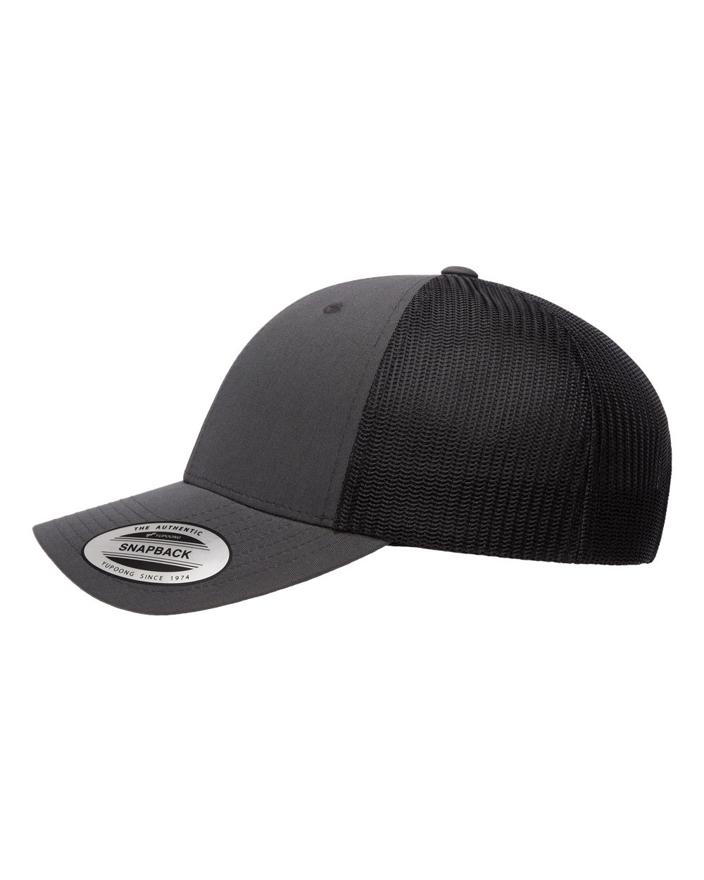 Left View of Charcoal/ Black Elite Cap - 6601
