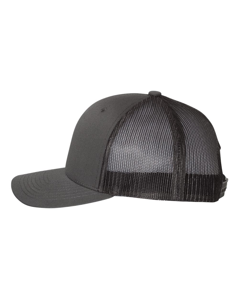 Left View of Charcoal/ Black Retro Trucker Cap - 6606