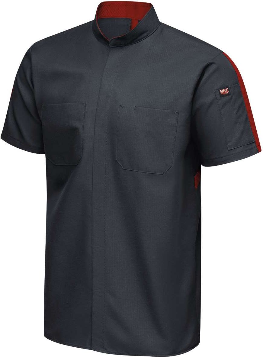 Left View of Charcoal/ Fireball Mimix™ Pro+ Short Sleeve Work Shirt With OilBlok - SX46