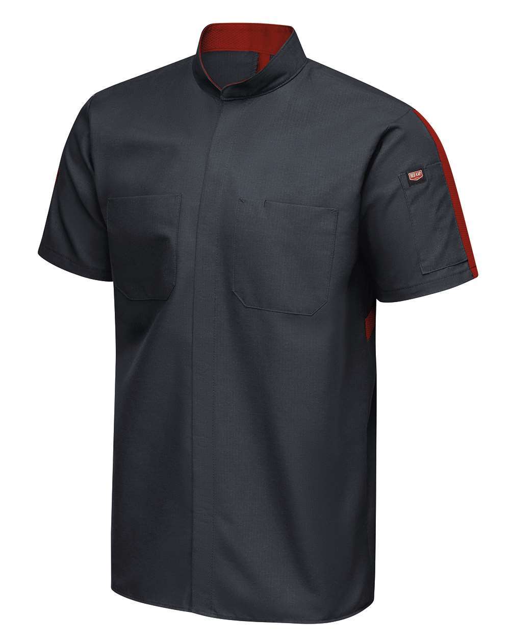 Left View of Charcoal/ Fireball Mimix™ Pro+ Short Sleeve Work Shirt With OilBlok - Tall Sizes - SX46T