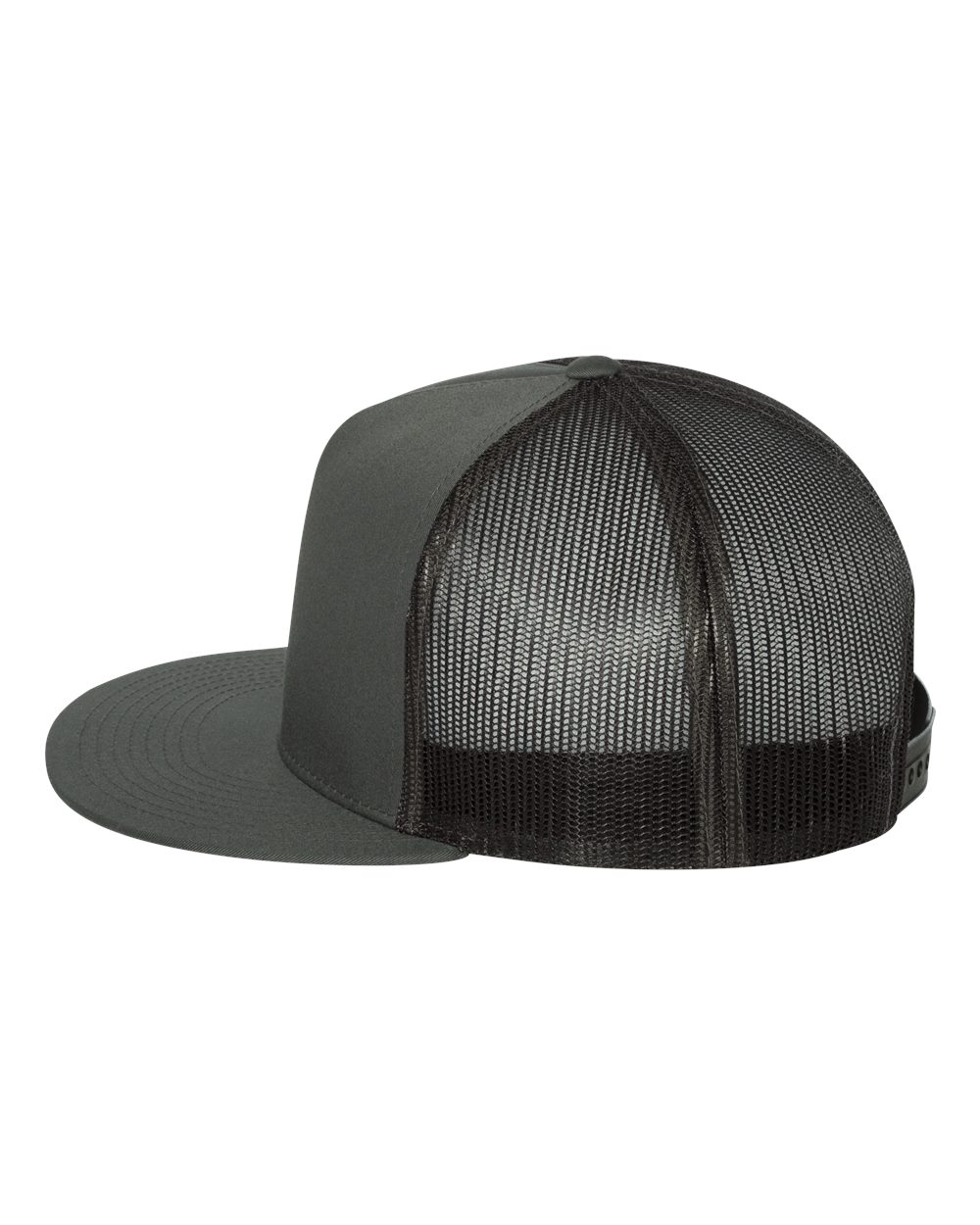 Left View of Charcoal Five-Panel Classic Trucker Cap - 6006