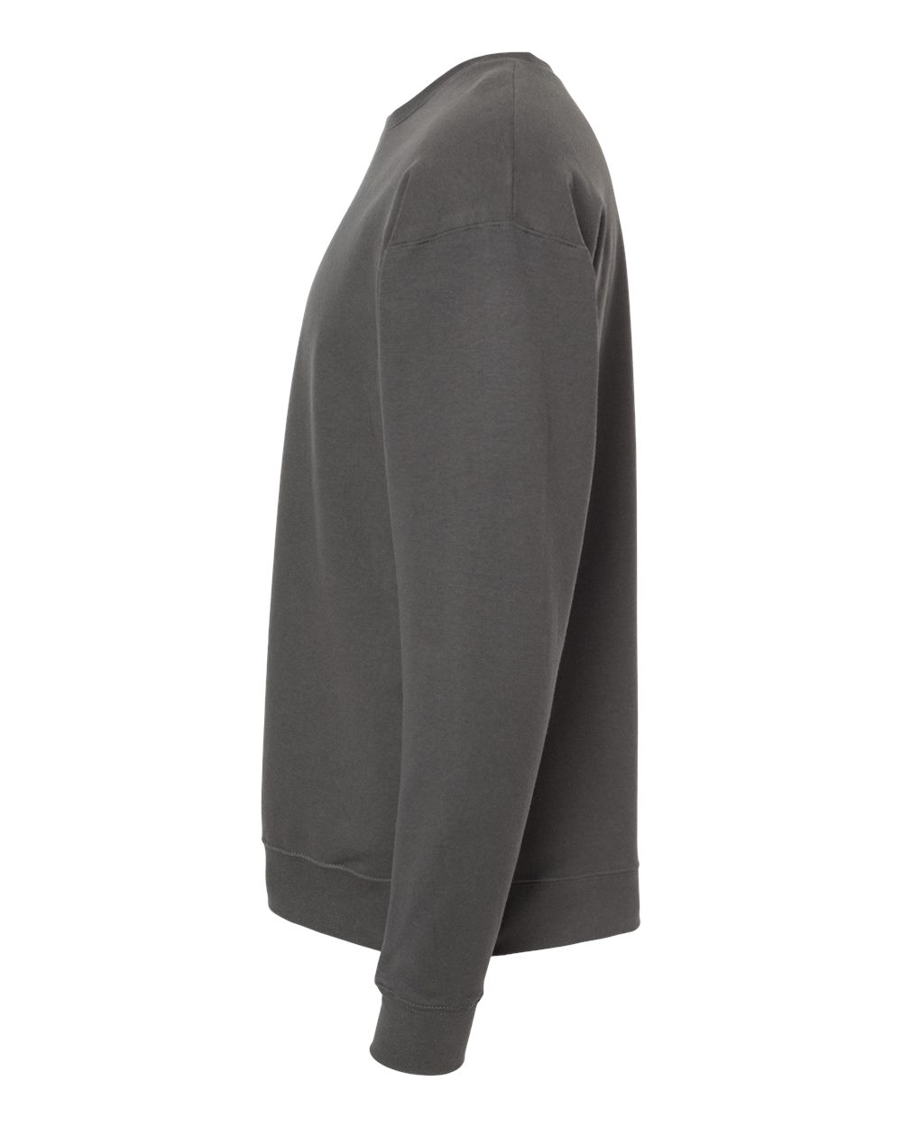 Left View of Charcoal Fleece Crewneck Sweatshirt - 340