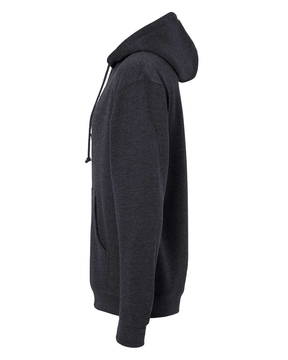 Left View of Charcoal Heather Heavyweight Hooded Sweatshirt - IND4000