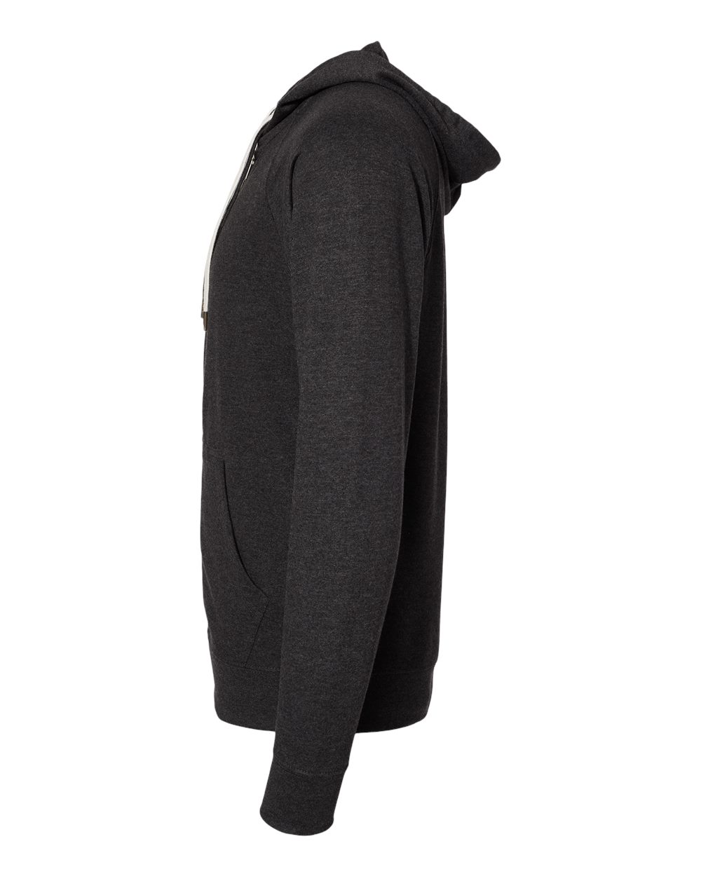 Left View of Charcoal Heather Icon Lightweight Loopback Terry Full-Zip Hooded Sweatshirt - SS1000Z