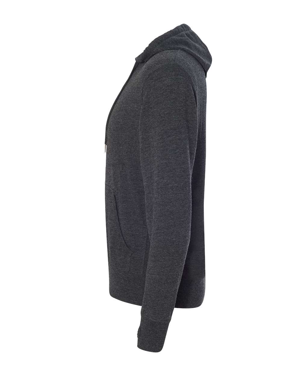 Left View of Charcoal Heather Midweight French Terry Hooded Sweatshirt - PRM90HT