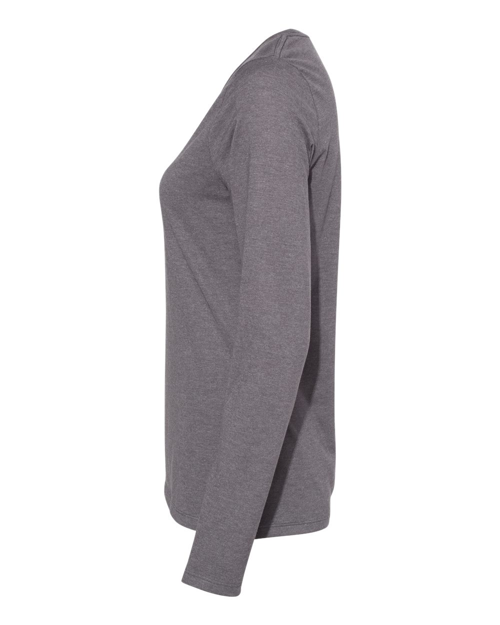 Left View of Charcoal Heather Perfect-T Women’s Long Sleeve Scoopneck T-Shirt - S04LS