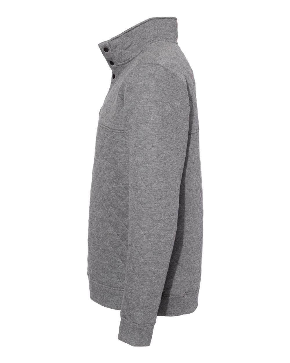 Left View of Charcoal Heather Quilted Snap Pullover - 8890
