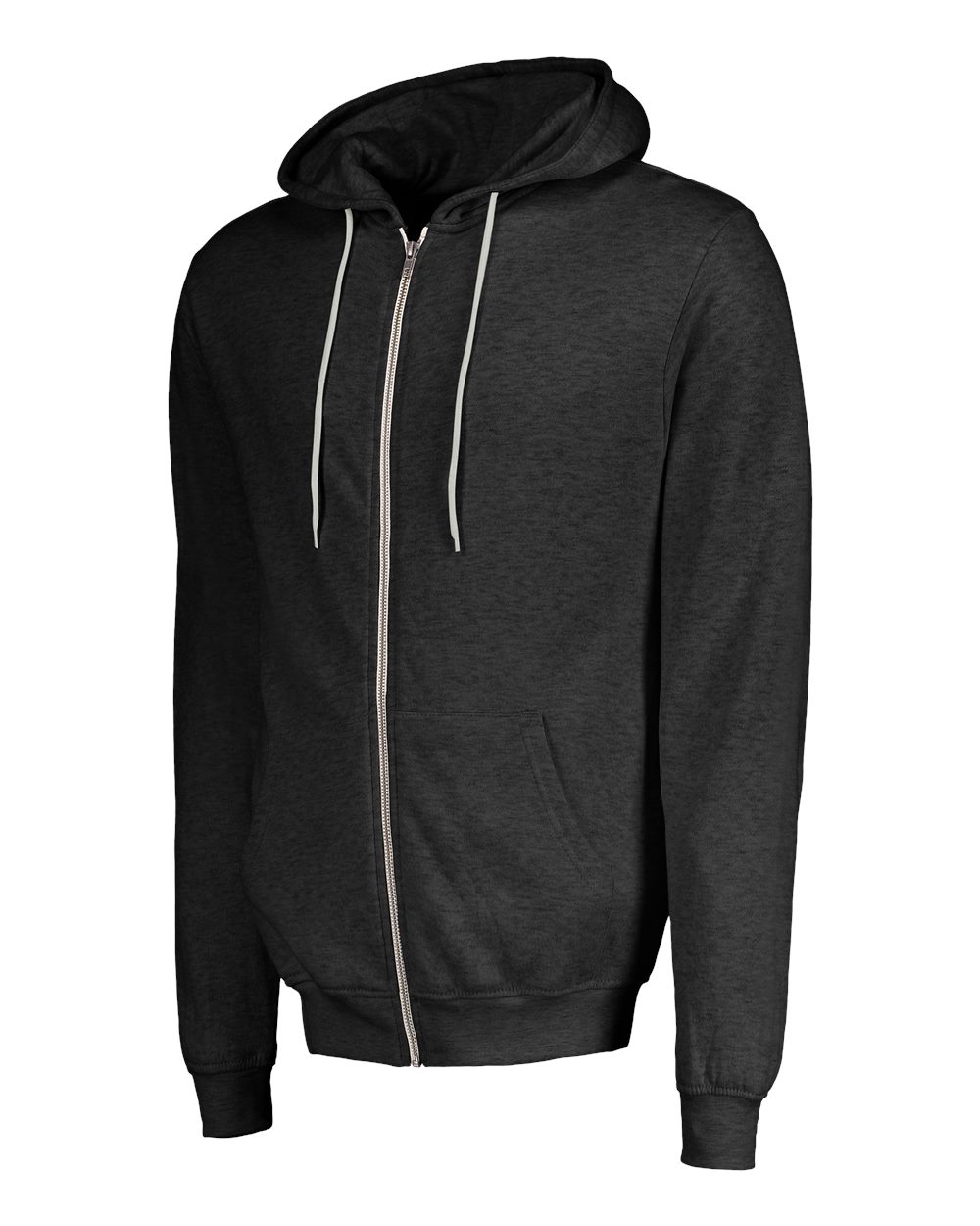 Left View of Charcoal Heather Retro Heather Full-Zip Hooded Sweatshirt - 2349