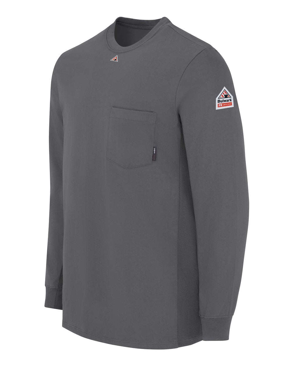Left View of Charcoal Knit Long Sleeve T-Shirt - SET2