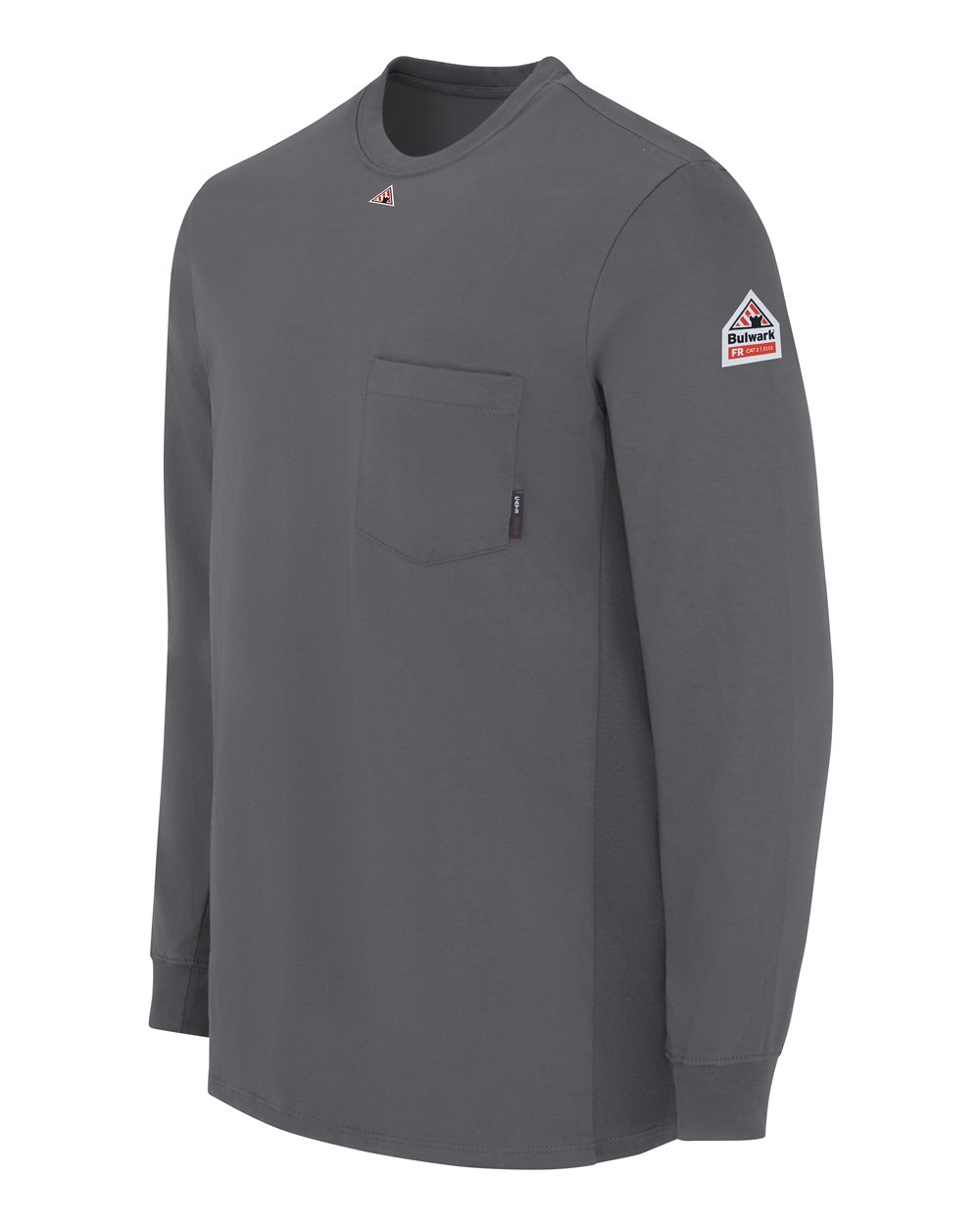 Left View of Charcoal Knit Long Sleeve T-Shirt - SET2