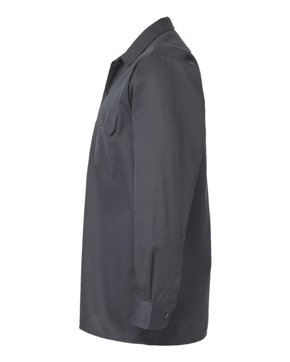 Left View of Charcoal Long Sleeve Work Shirt - 5574