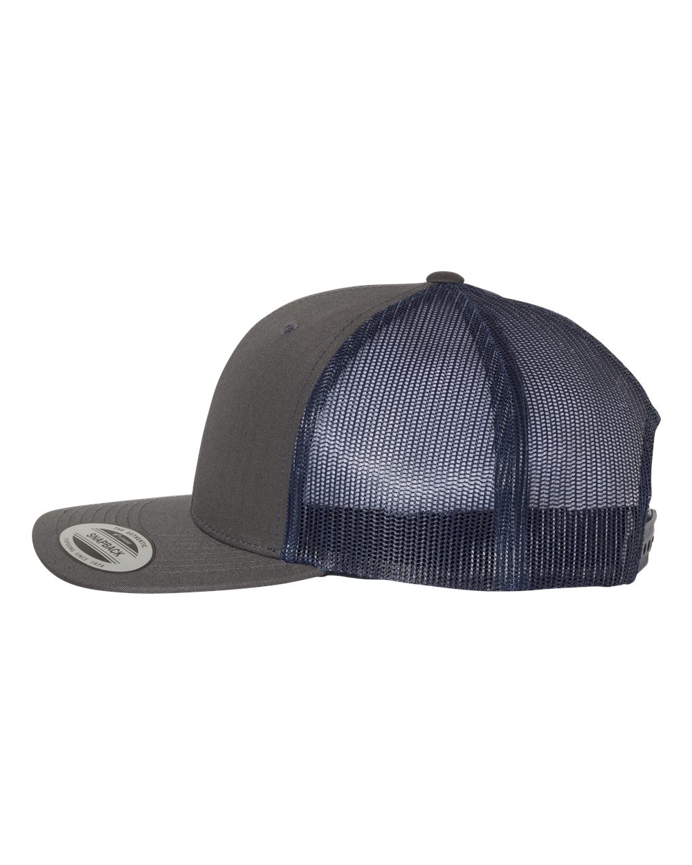 Left View of Charcoal/ Navy Retro Trucker Cap - 6606