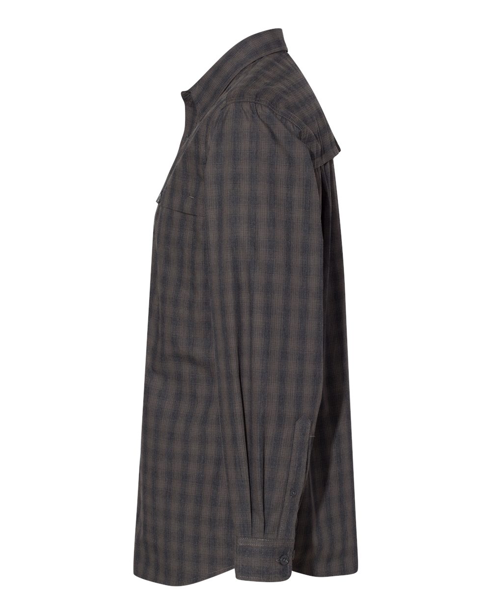 Left View of Charcoal Paseo Plaid Shirt - 4465