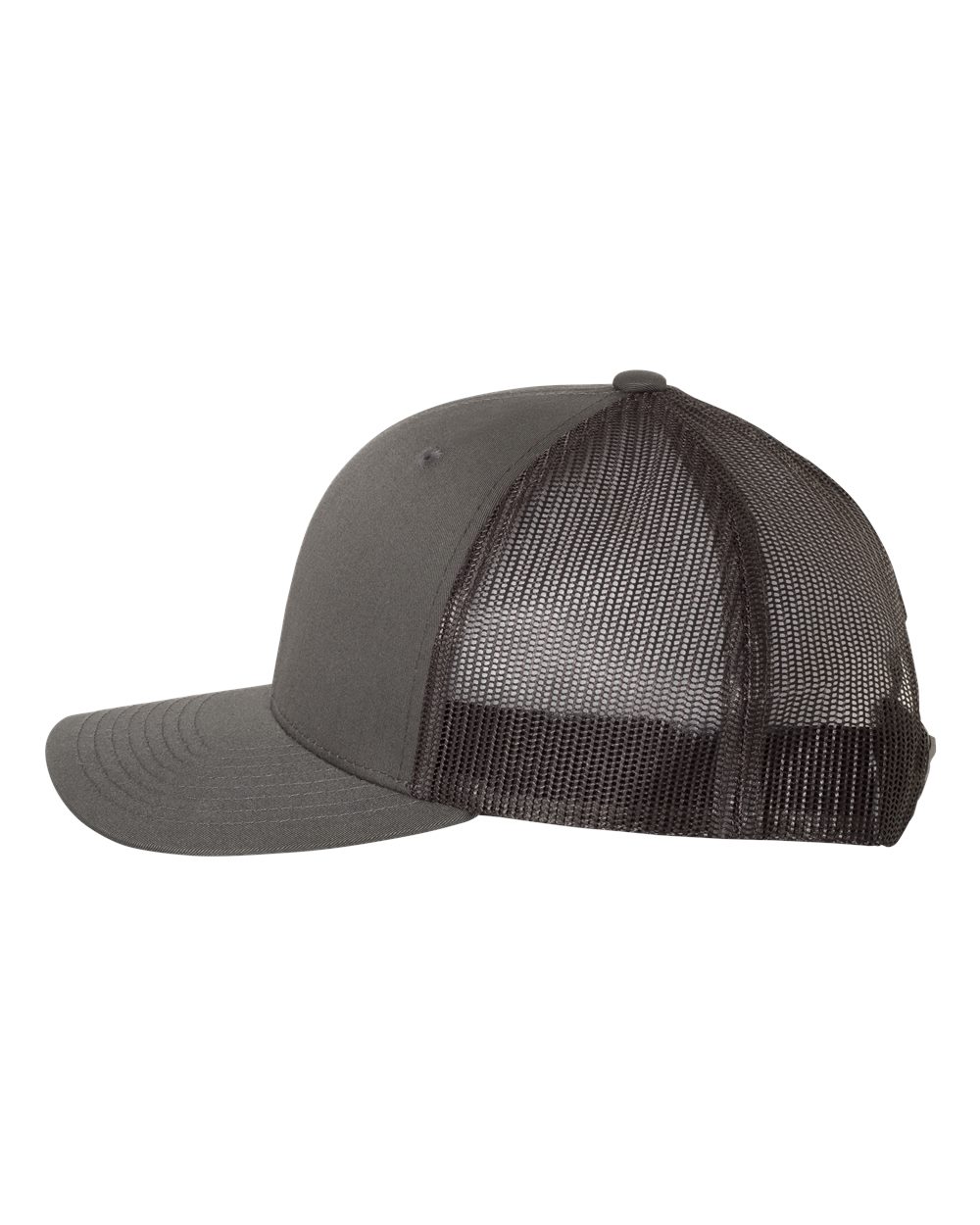 Left View of Charcoal Retro Trucker Cap - 6606