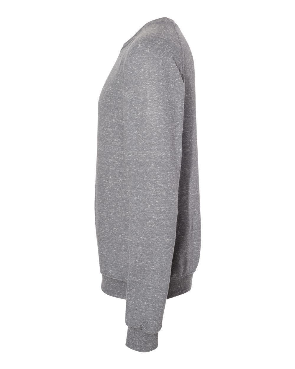 Left View of Charcoal Snow Heather French Terry Crewneck Sweatshirt - 91MR