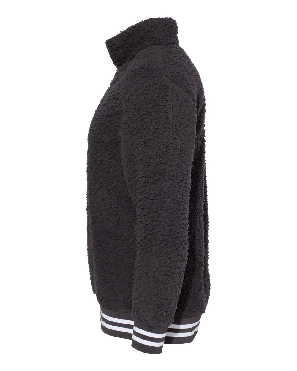 Left View of Charcoal Varsity Sherpa Quarter-Zip Pullover - Q20