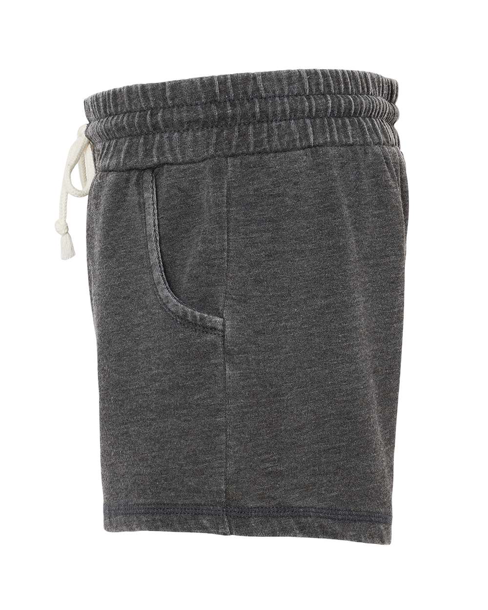 Left View of Charcoal Women’s Enzyme-Washed Rally Shorts - K11