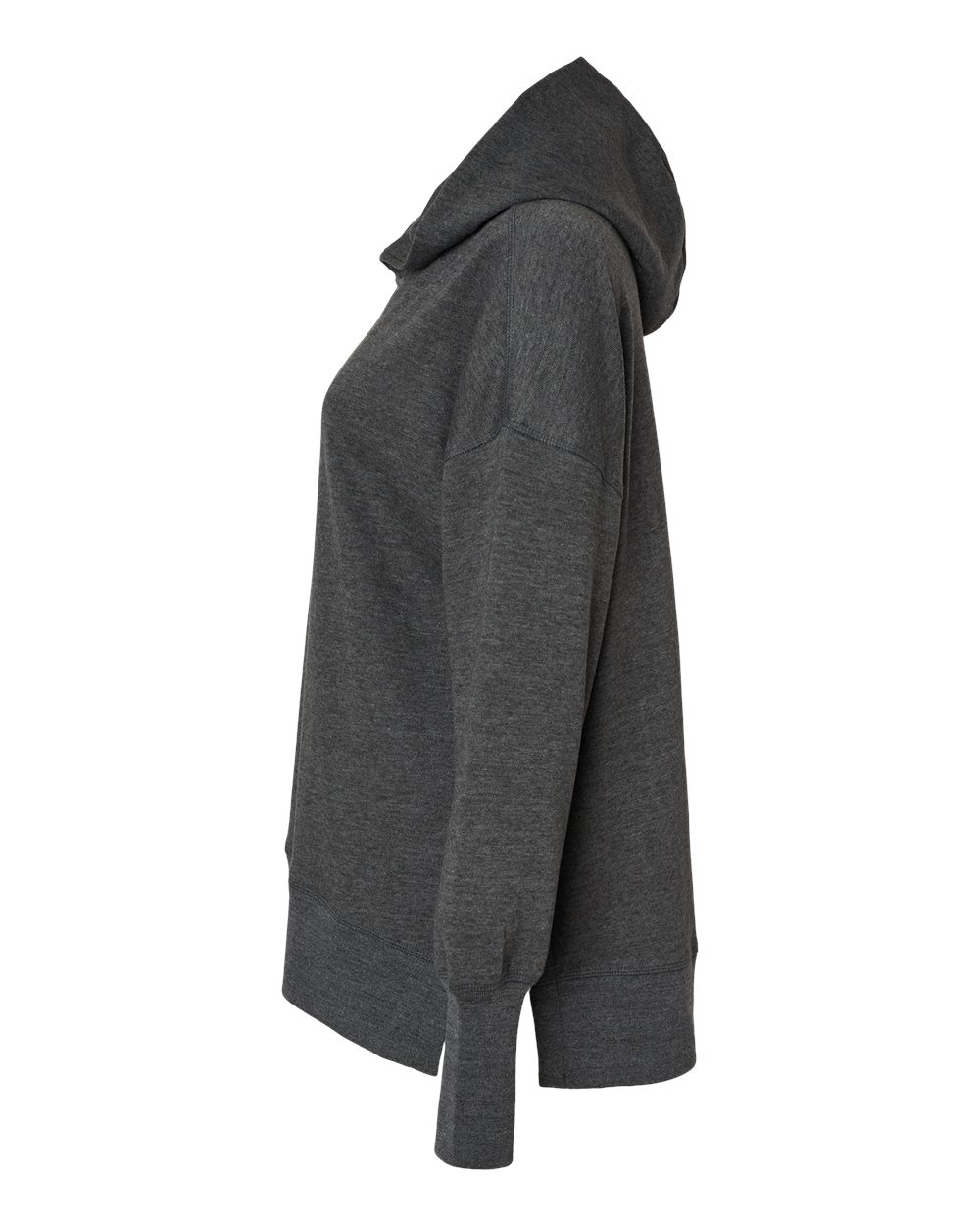 Left View of Charcoal Women&#39;s French Terry Hooded Sweatshirt - W23720