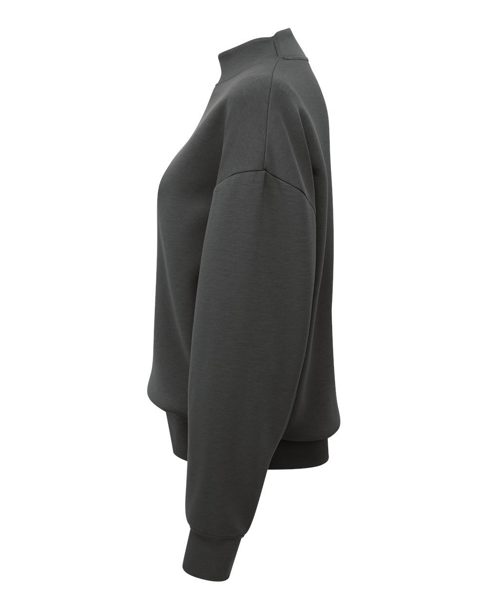 Left View of Charcoal Women's Luxe Mock Neck Sweatshirt - TD660 plain