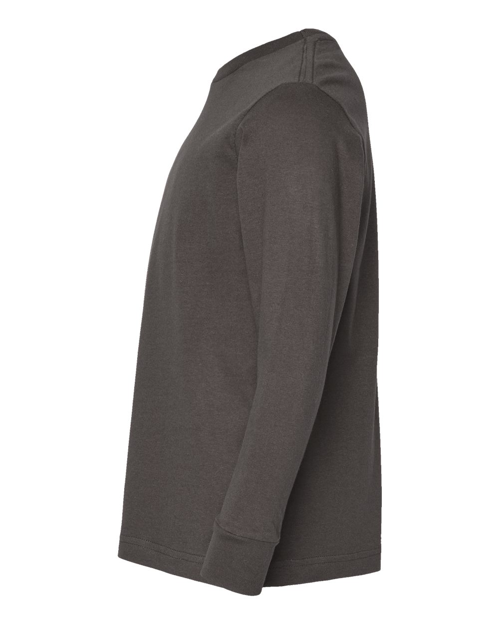 Left View of Charcoal Youth Fine Jersey Long Sleeve Tee - 6201