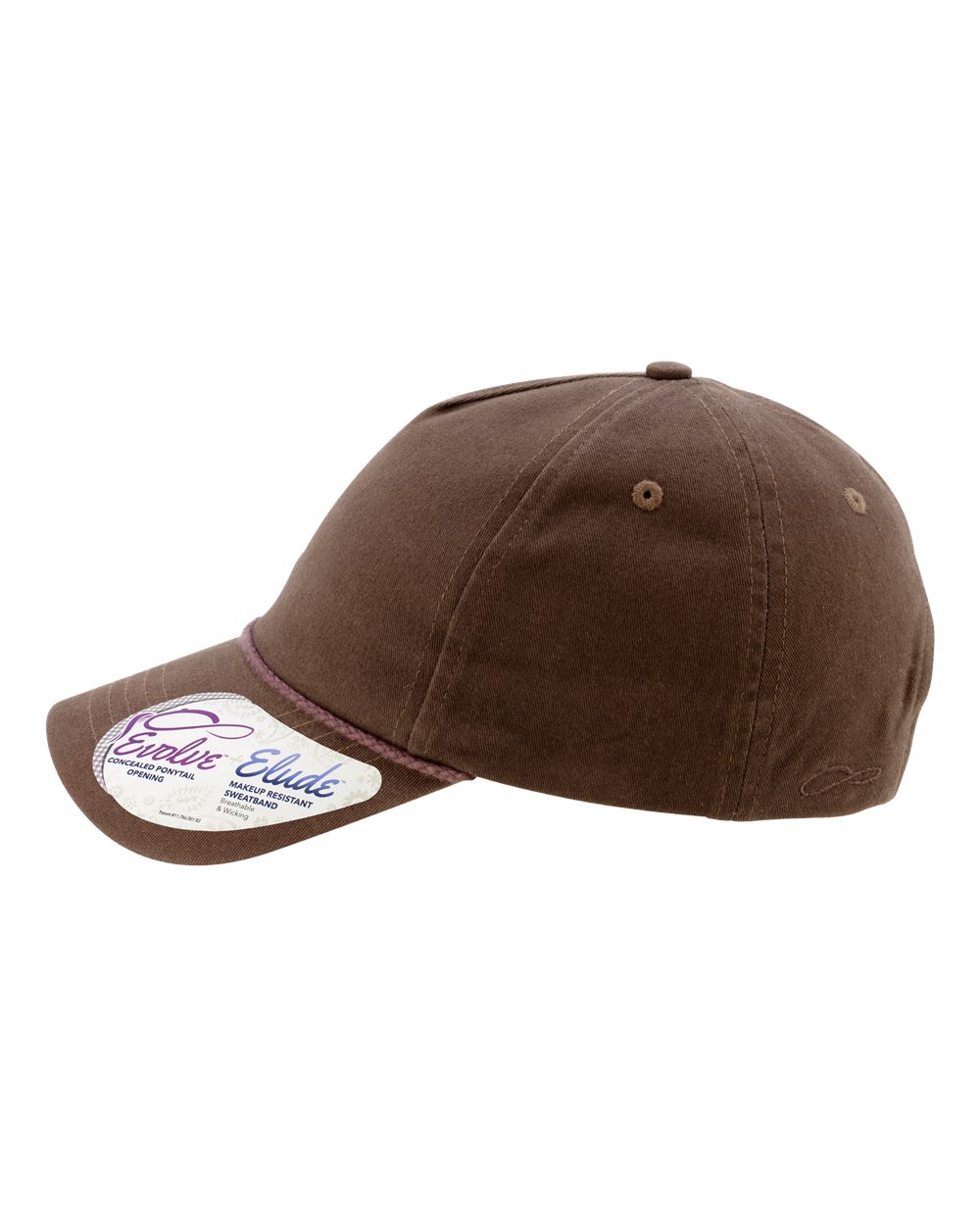 Left View of Chocolate/ Fawn Women's Washed 5-Panel with Rope - MAYA