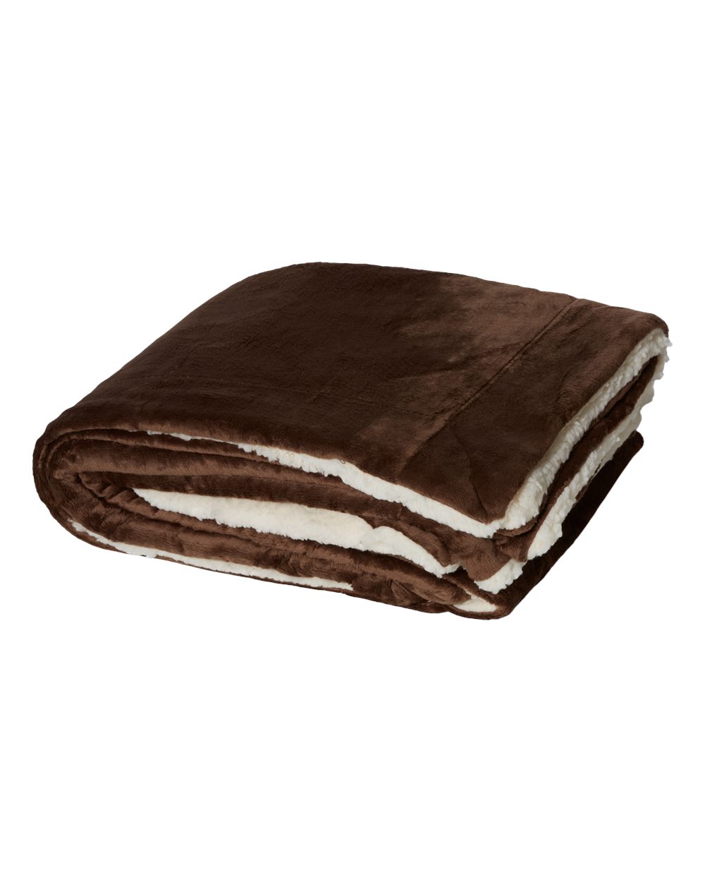 Left View of Chocolate Micro Mink Sherpa Blanket - 8712
