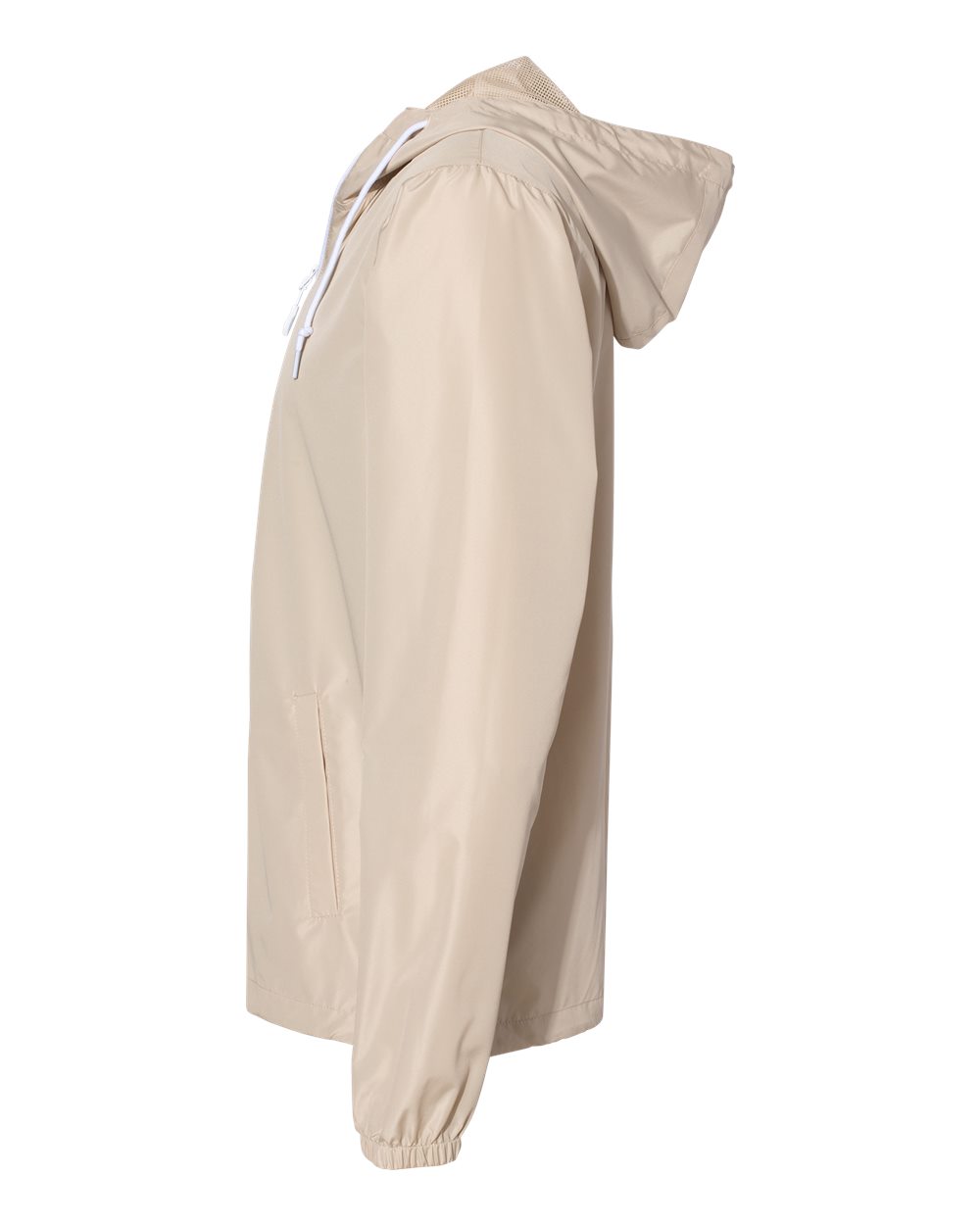 Left View of Classic Khaki/ White Zipper Lightweight Windbreaker Full-Zip Jacket - EXP54LWZ