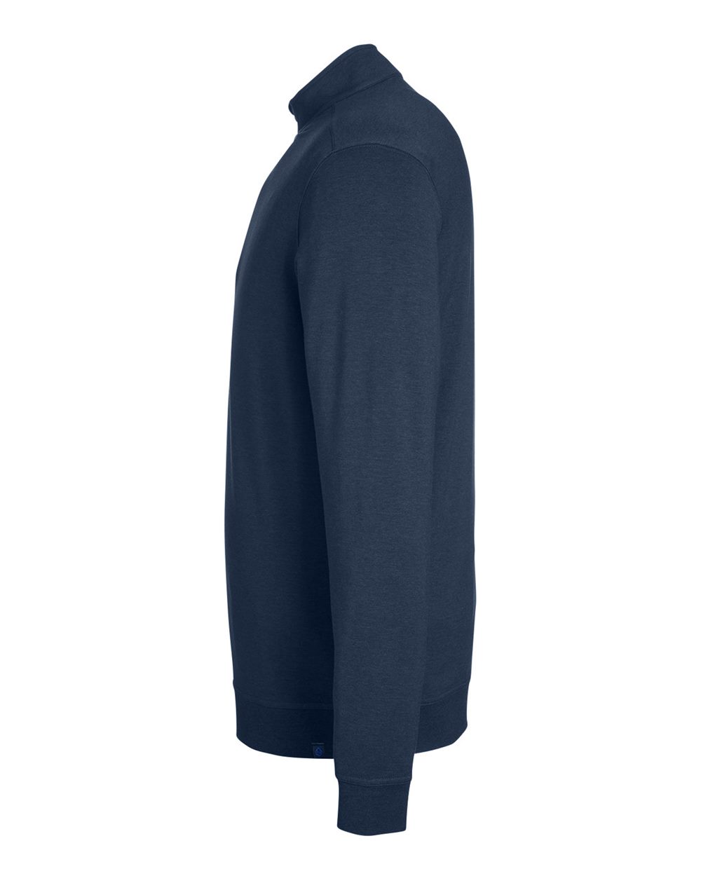 Rear View of Classic Navy Cloud French Terry Quarter-Zip Pullover - TM616