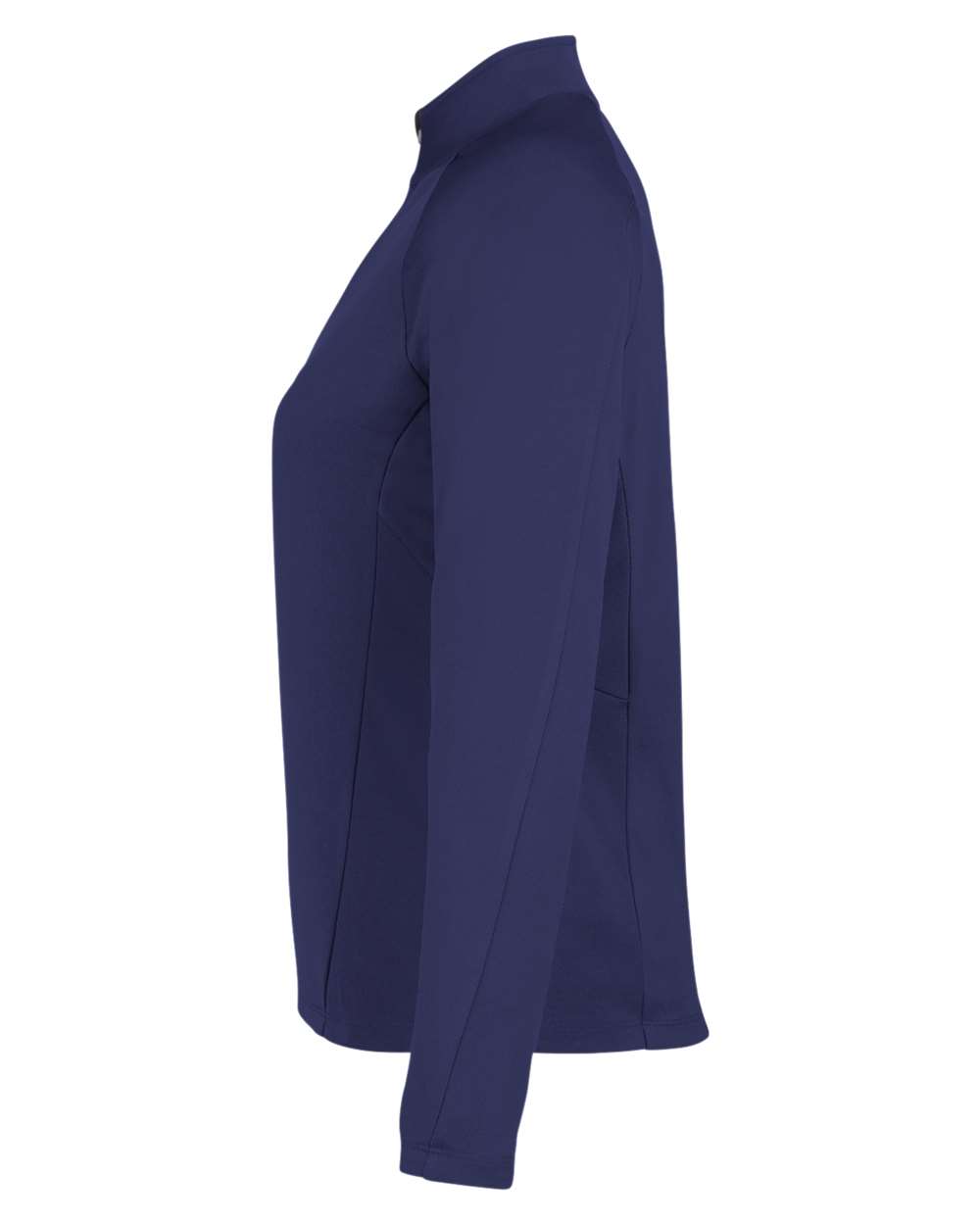 Left View of Classic Navy Heather/ Carbon Women's Origin Performance Pique Quarter-Zip Pullover - CE418W