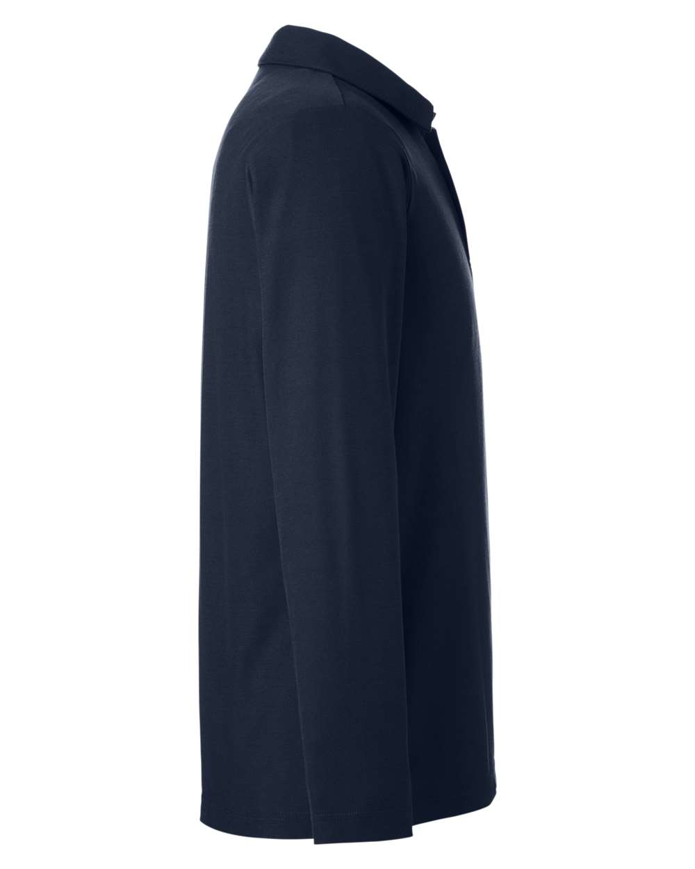 Left View of Classic Navy Men's Fusion ChromaSoft™ Long Sleeve Pique Polo - CE112L