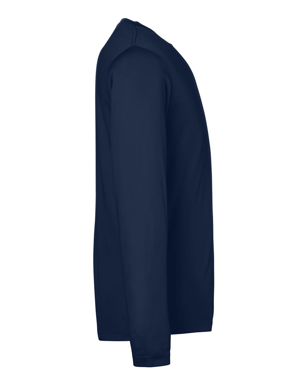Left View of Classic Navy Unisex Capital Long Sleeve Performance T-Shirt - CE10L