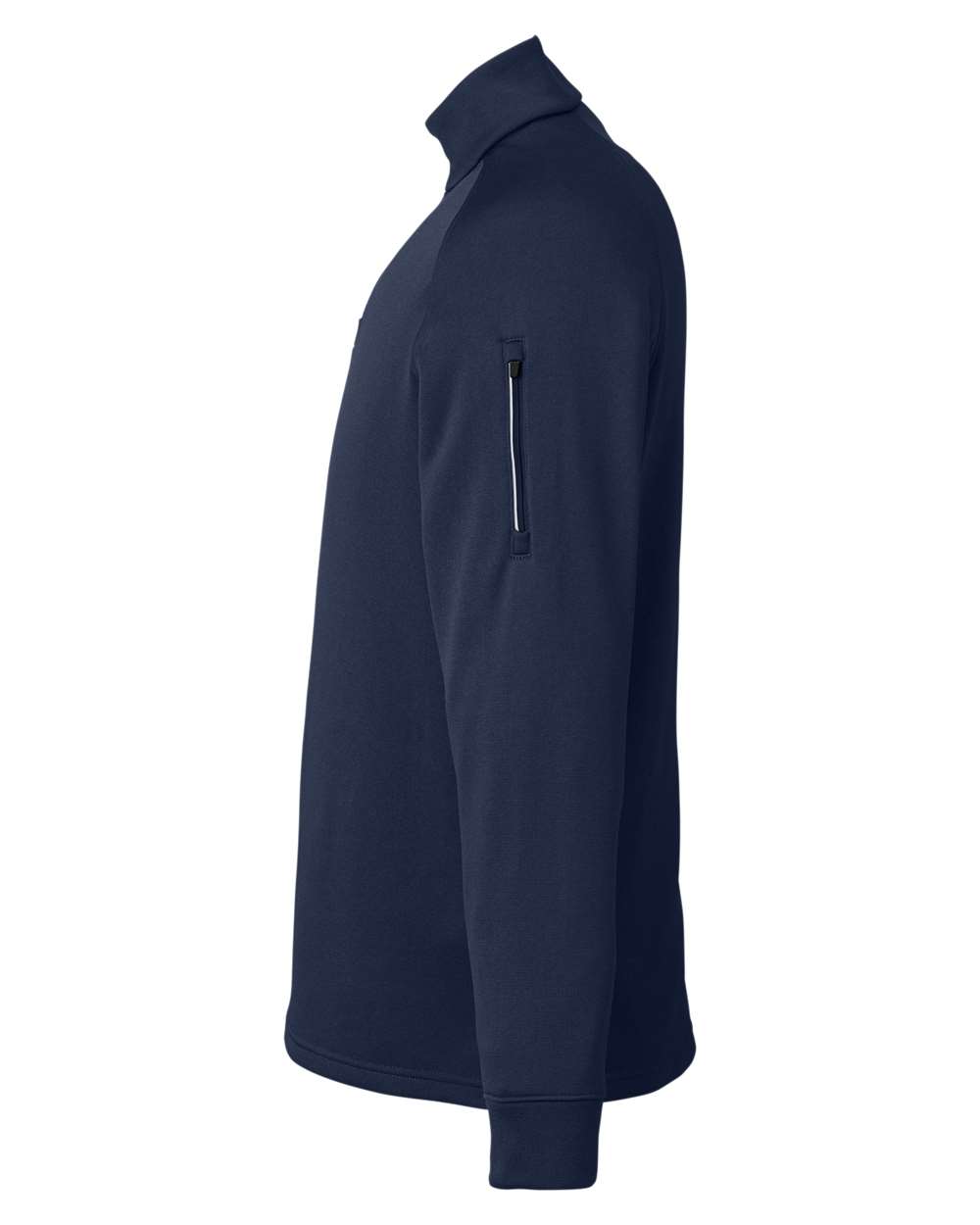 Left View of Classic Navy Unisex Fusion ChromaSoft™ Fleece Quarter-Zip Pullover - CE801