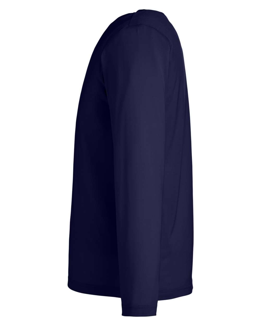 Rear View of Classic Navy Unisex Fusion ChromaSoft™ Performance Long Sleeve T-Shirt - CE111L