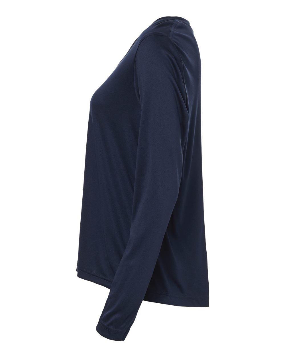 Left View of Classic Navy Women's Capital Performance Long Sleeve T-Shirt - CE10LW
