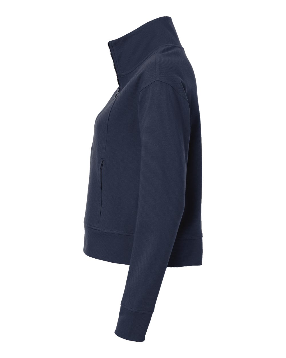Left View of Classic Navy Women's Mantra Half-Zip Ottoman Pullover - NE220W plain