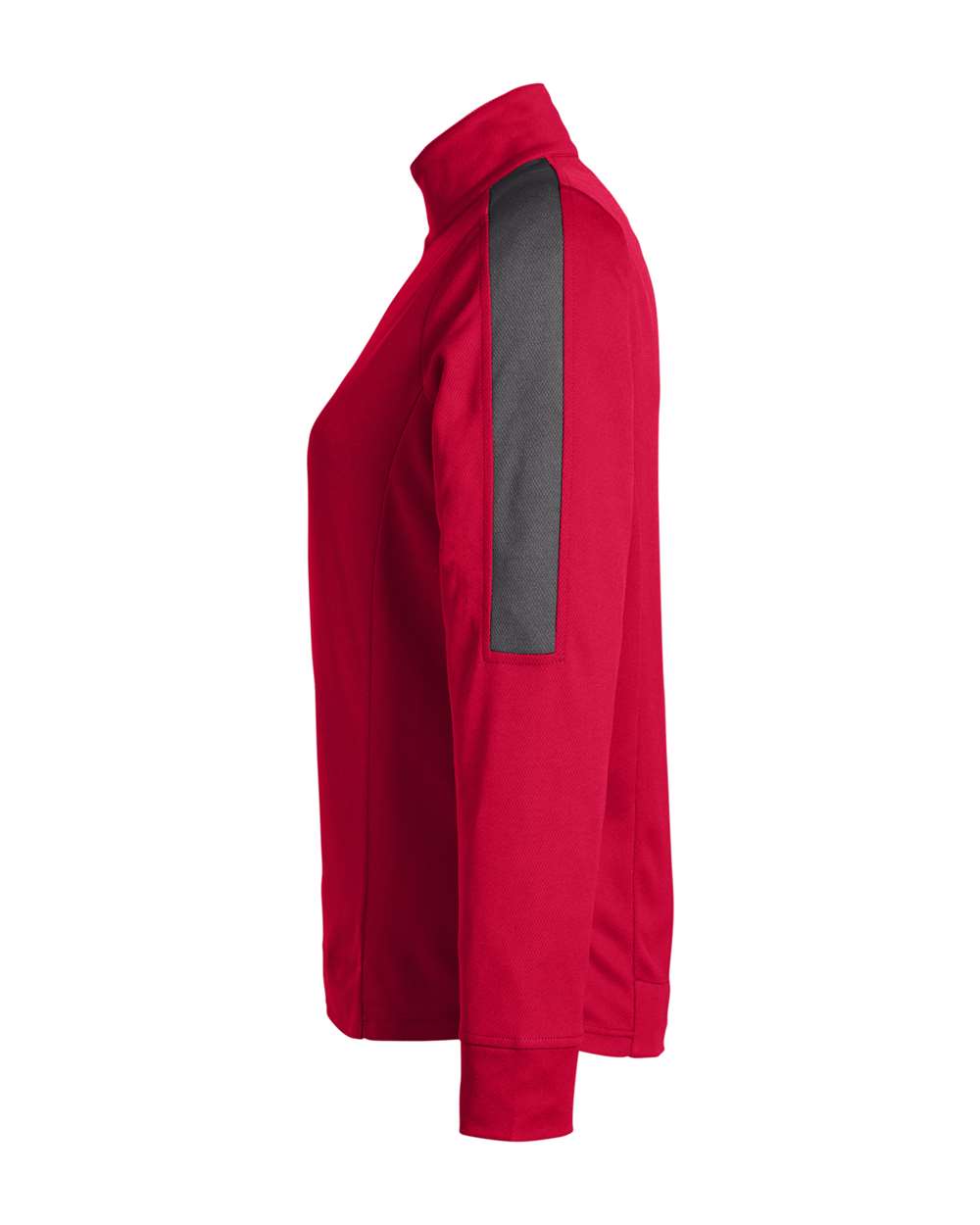 Left View of Classic Red/ Carbon Women's Market Snag Protect Mesh Colorblock Quarter-Zip Pullover - CE404W