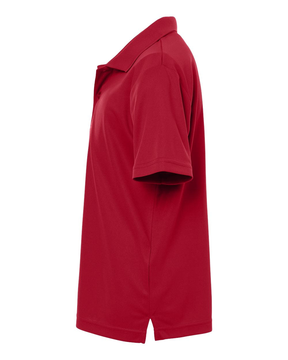 Left View of Classic Red Youth Nova Performance Pique Polo - CE108Y