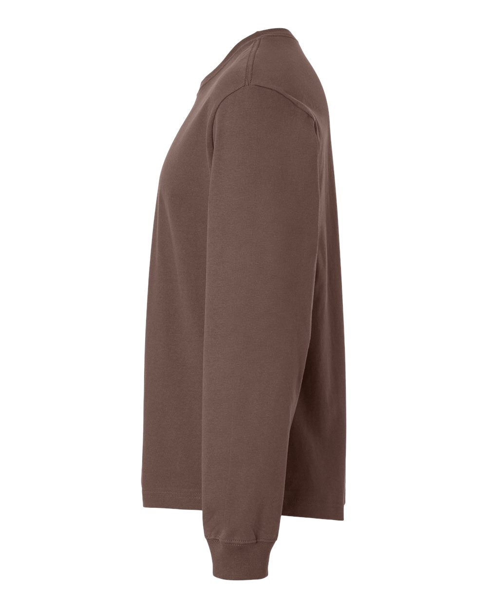 Left View of Cocoa 7.5 oz Heavyweight Long Sleeve Tee - 4651