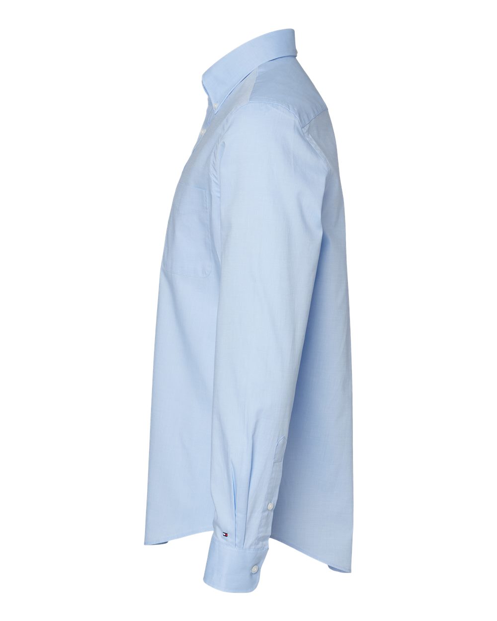Left View of Collection Blue Chambray Shirt - 13TH104