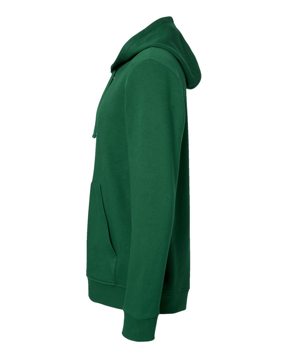 Left View of Collegiate Green Fleece Hooded Sweatshirt - A432