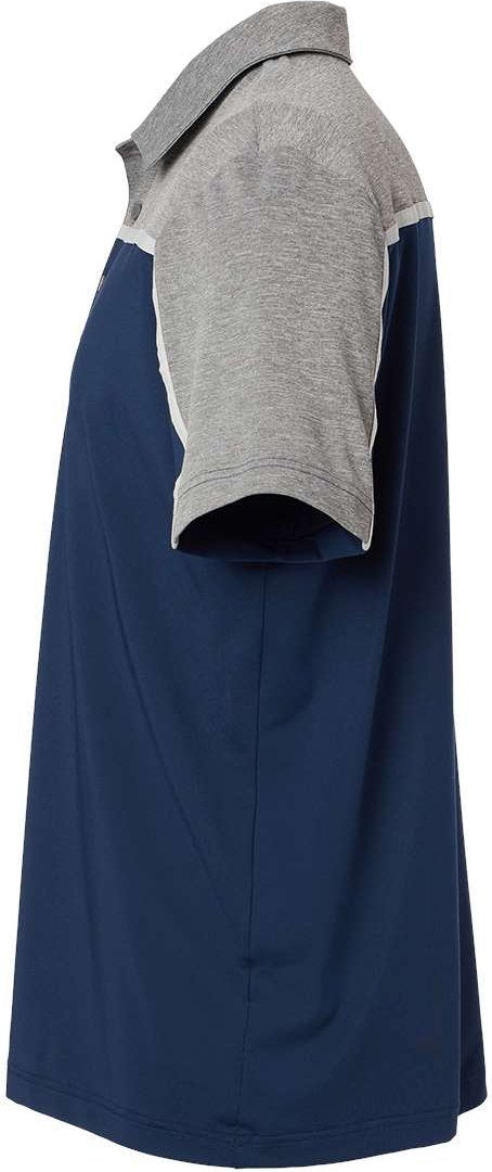 Left View of Collegiate Navy/ Grey Two/ Grey Five Melange Ultimate Colorblocked Polo - A512