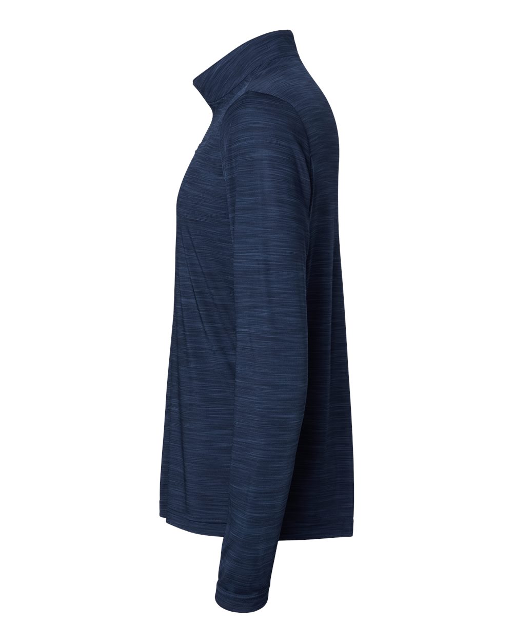 Left View of Collegiate Navy Melange Lightweight Mélange Quarter-Zip Pullover - A475