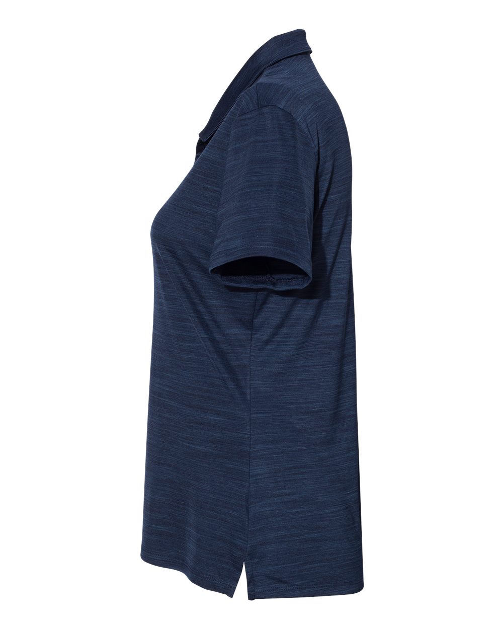 Left View of Collegiate Navy Melange Women&#39;s Mélange Polo - A403