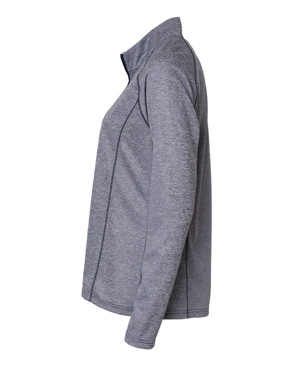 Left View of Collegiate Navy Melange Women's Space Dyed Quarter-Zip Pullover - A594