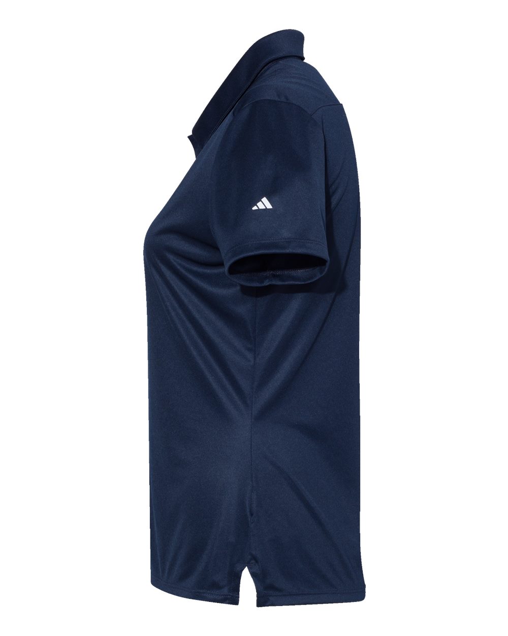 Left View of Collegiate Navy/ White Women&#39;s 3-Stripes Shoulder Polo - A325