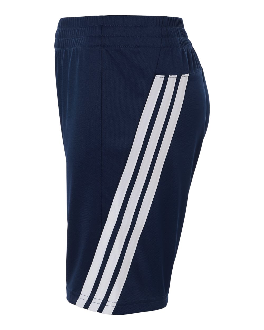 Left View of Collegiate Navy/ White Youth 3-Stripes 3" Shorts - AT302