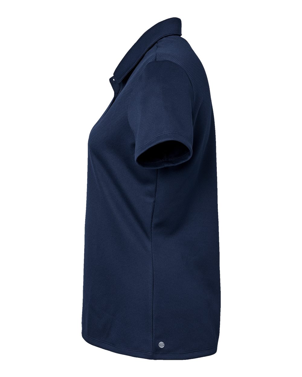 Left View of Collegiate Navy Women&#39;s Micro Pique Polo - A581