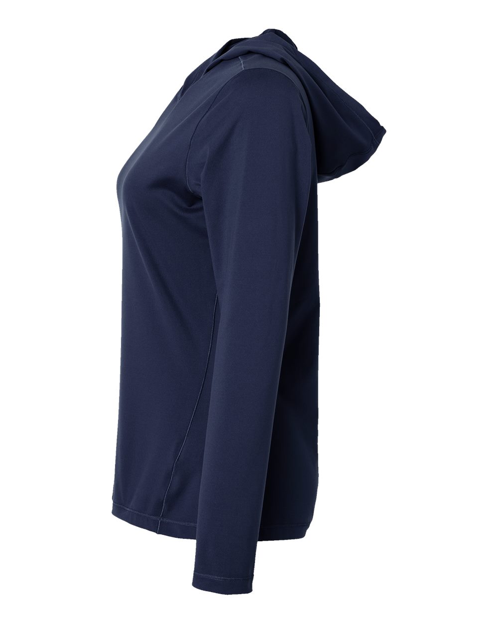 Left View of Collegiate Navy Women&#39;s Performance Hooded Pullover - A1003