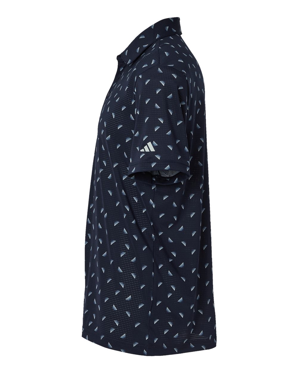 Left View of Collegiate Navy/ Wonder Silver Ultimate Mesh Polo - A2012