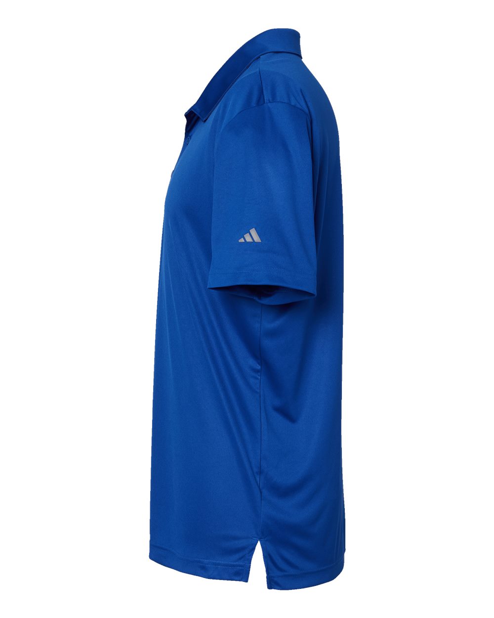 Left View of Collegiate Royal/ Grey Three 3-Stripes Chest Polo - A324